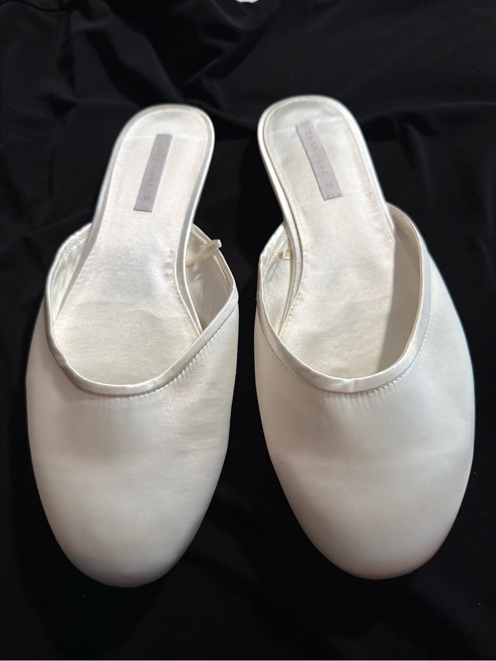 Zara Ivory Satin Slip-On Mules